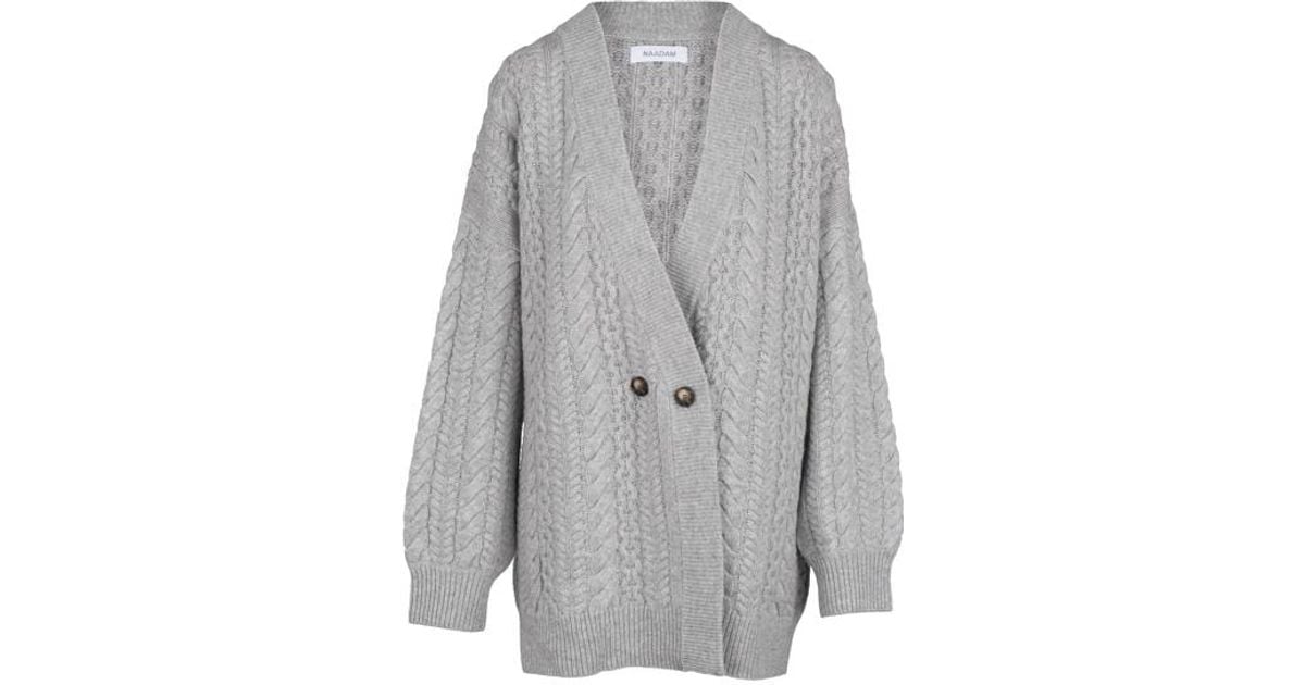 NAADAM Wool Cashmere Oversized Cable Cardigan Cement in Gray - Lyst
