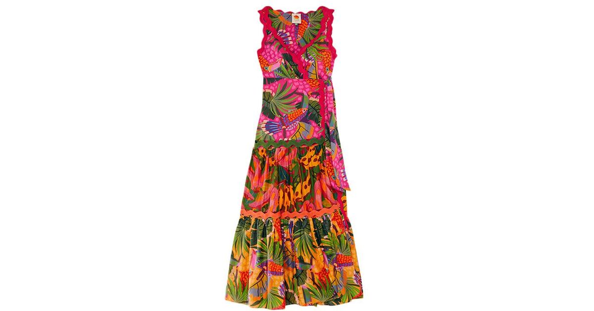 FARM Rio Mixed Painted Toucans Maxi Dress Multi in Red | Lyst