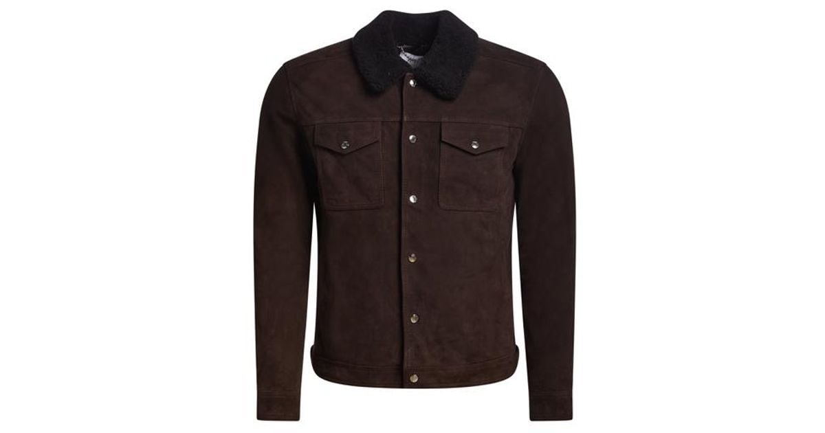 Reiss Miles-suede Jacket With S Chocolate Dark Brown for Men | Lyst