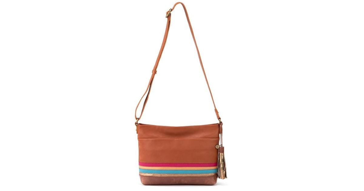 The Sak Melrose Leather Crossbody Chestnut Stripe Lyst
