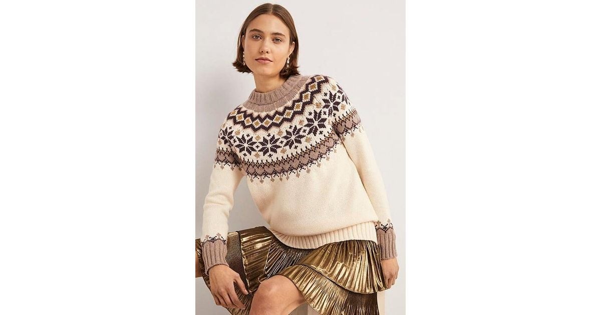 Boden Fair Isle Jumper Ivo in Natural Lyst