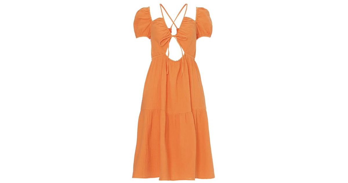 EMILIA GEORGE The Amelia Dress Coral Size L in Orange | Lyst