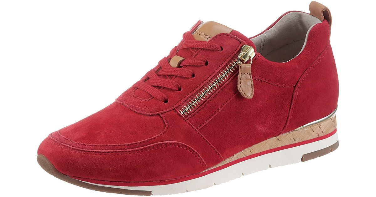 Gabor Sneakers Met Sleehak Met Rits Aan De Buitenkant in het Rood - Lyst