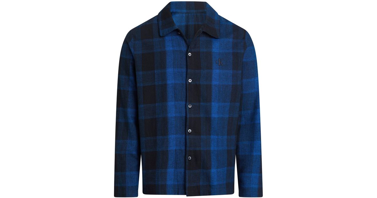 Calvin Klein Langarmshirt L/S BUTTON DOWN mit Logo-Elastikbund in Blau für  Herren | Lyst DE | Schlafshirts