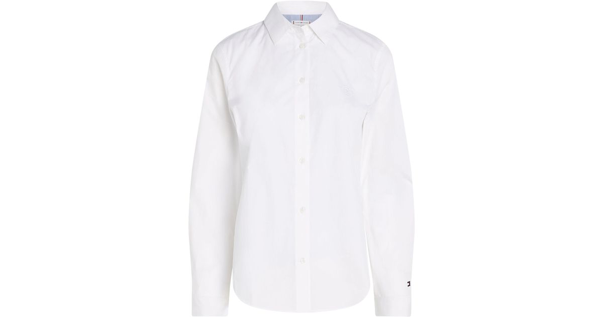 DE Tommy SMD Curve | in Lyst Weiß SHIRT mit Hemdbluse Logoprägung REGULAR Hilfiger ESSENTIAL CRV