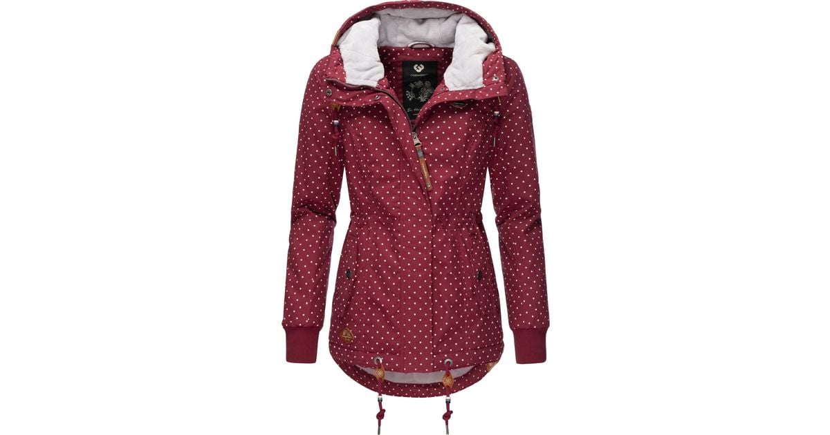 | Ragwear stylische Outdoorjacke mit Winterjacke in Kapuze Dots Winter Intl. Rot Lyst Danka DE