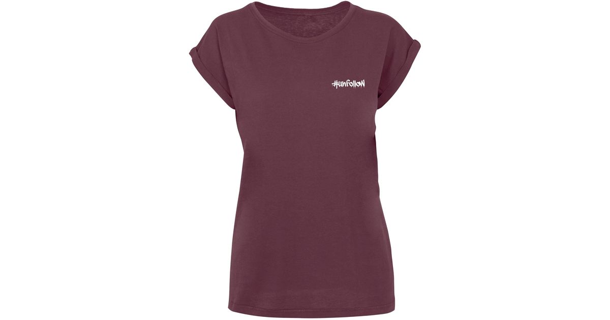 Tee DE Lyst | Merchcode in Lila Unfollow Extended (1-tlg) Ladies T-Shirt Shoulder