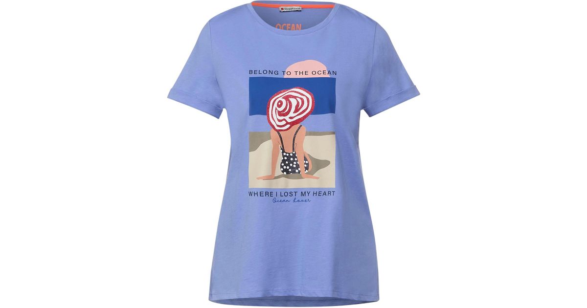 Street One T-Shirt mit femininem Lyst Part-Print | Blau DE in