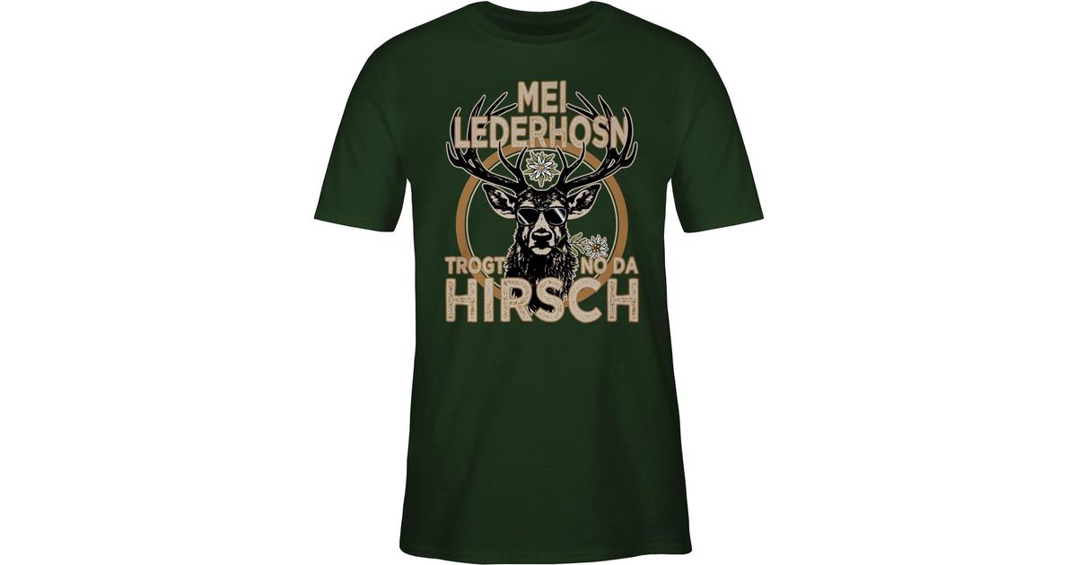 Shirtracer TShirt Trachten Outfit Lederhose Spruch Trägt der Hirsch