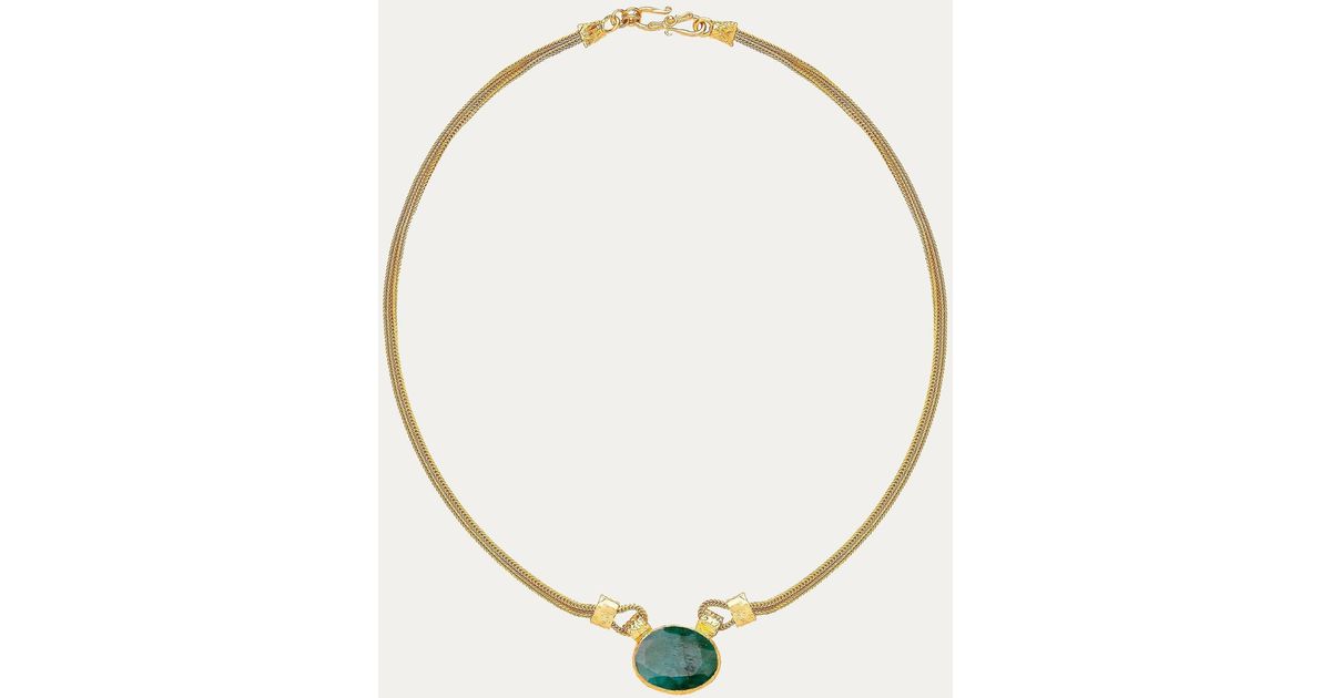 Ottoman Hands Daphne Emerald Chain Necklace in Metallic Lyst