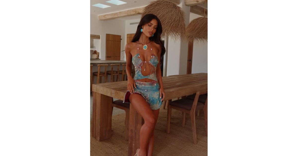 niki mini dress opal topaz Outcast Niki Mini Dress Opal Topaz in Brown