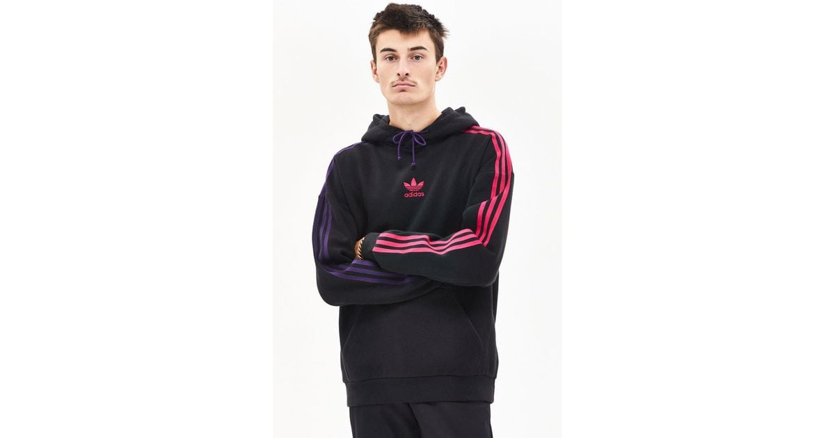 stripe Black Pullover Hoodie for Men - Lyst