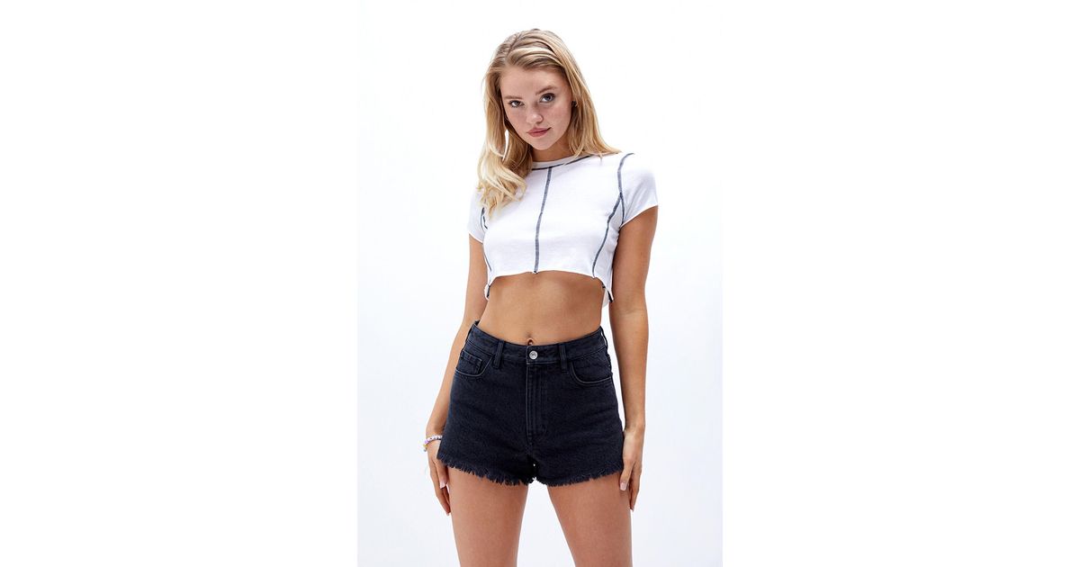 PacSun Eco Black High Waisted Denim Festival Shorts - Lyst