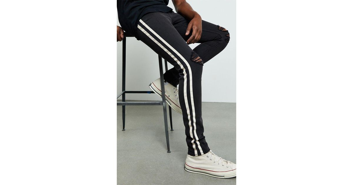 pacsun stacked skinny side stripe zip black jeans