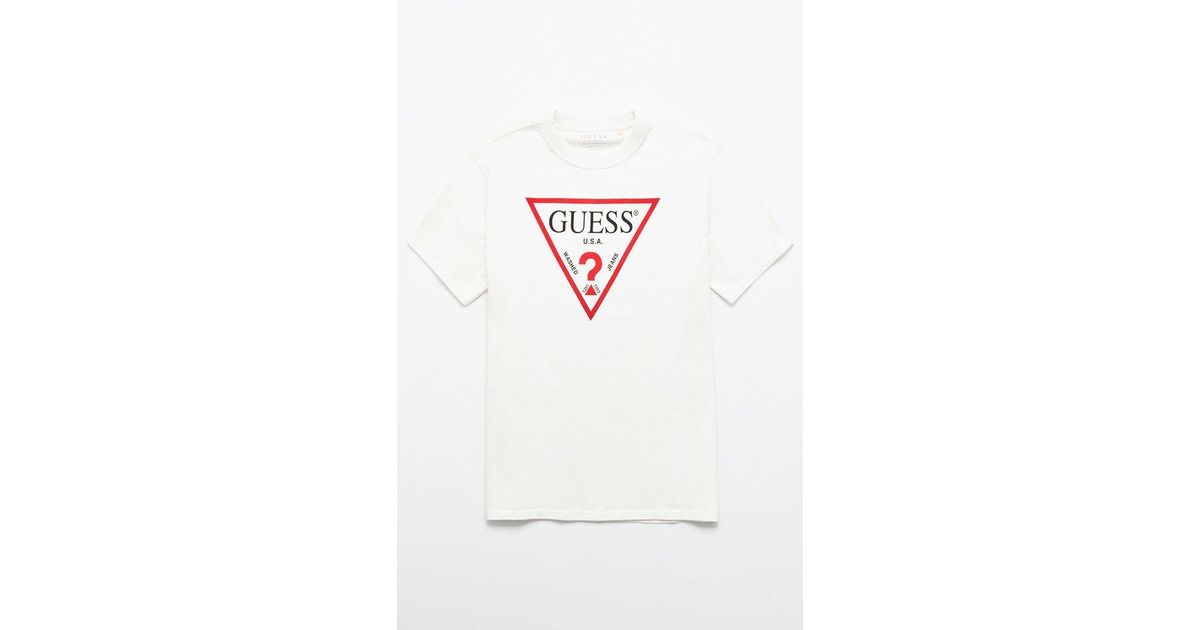 guess white logo t shirt