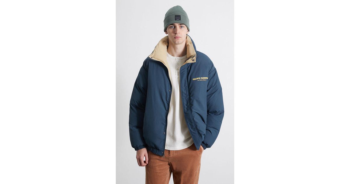 PacSun Pacific Sunwear Varsity Puffer Jacket in Blue for Men Lyst