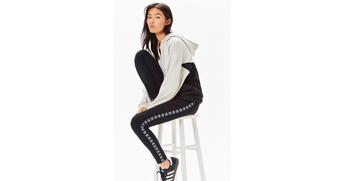 adidas black trefoil taped leggings