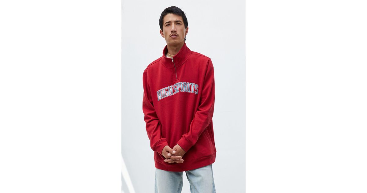 PacSun High Spirits Half Zip Fleece Pullover in Red for Men | Lyst