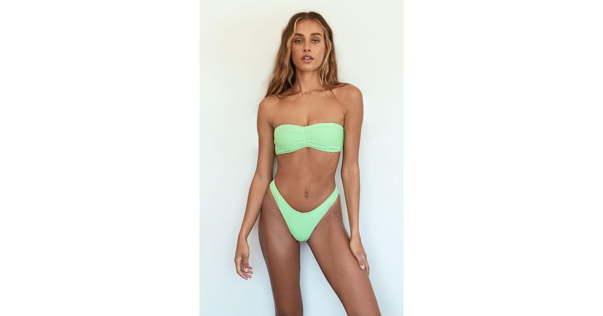 La hearts neon green scrunch bandeau bikini top deals