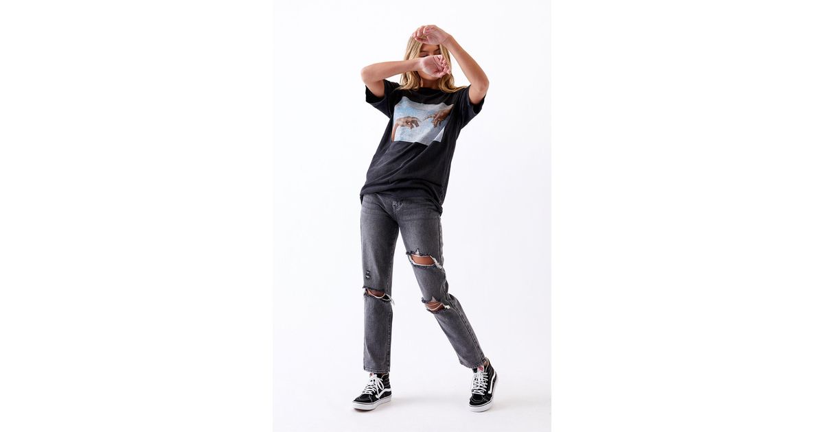 faded black ripped mom jeans