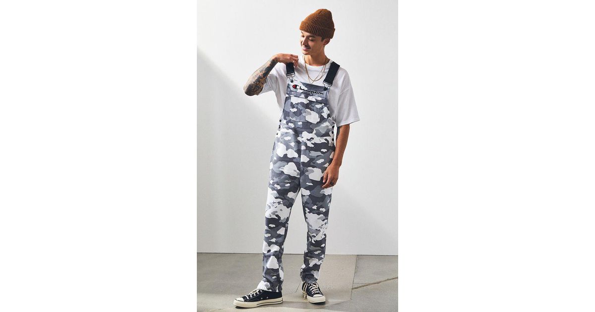 champion white camo fleece overalls