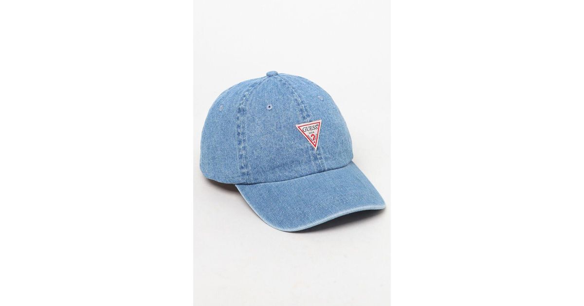 Guess Denim Triangle Strapback Dad Hat 