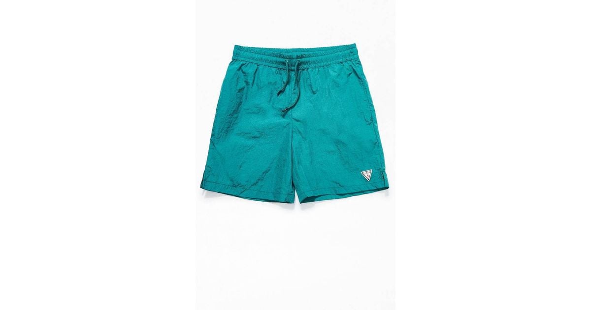 guess teal nylon active shorts