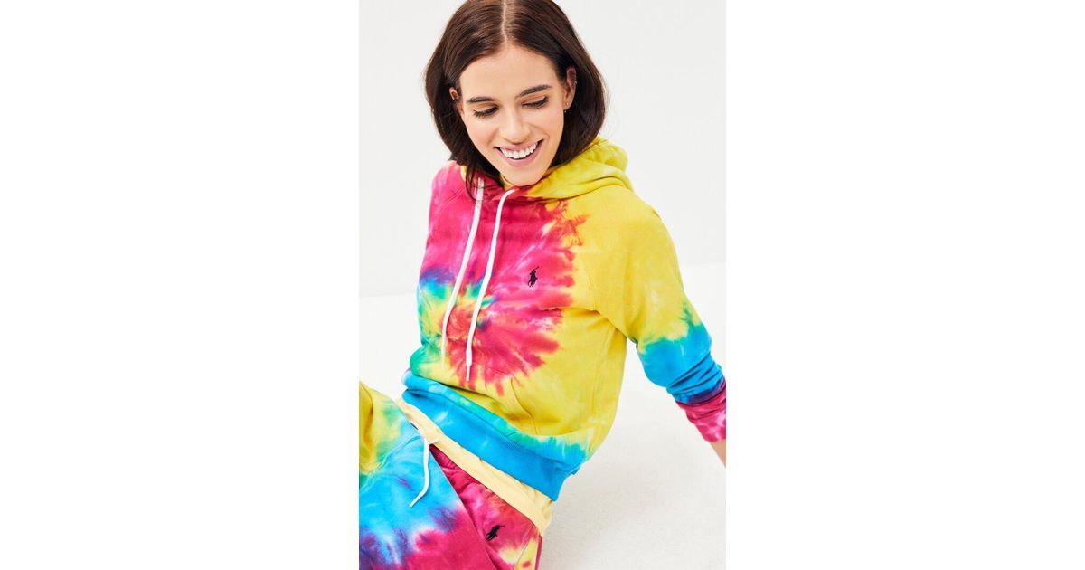 tie dye cotton hoodie polo