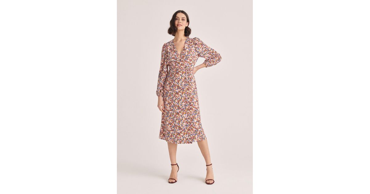 Paisie Synthetic Floral Button Wrap Dress in Pink | Lyst