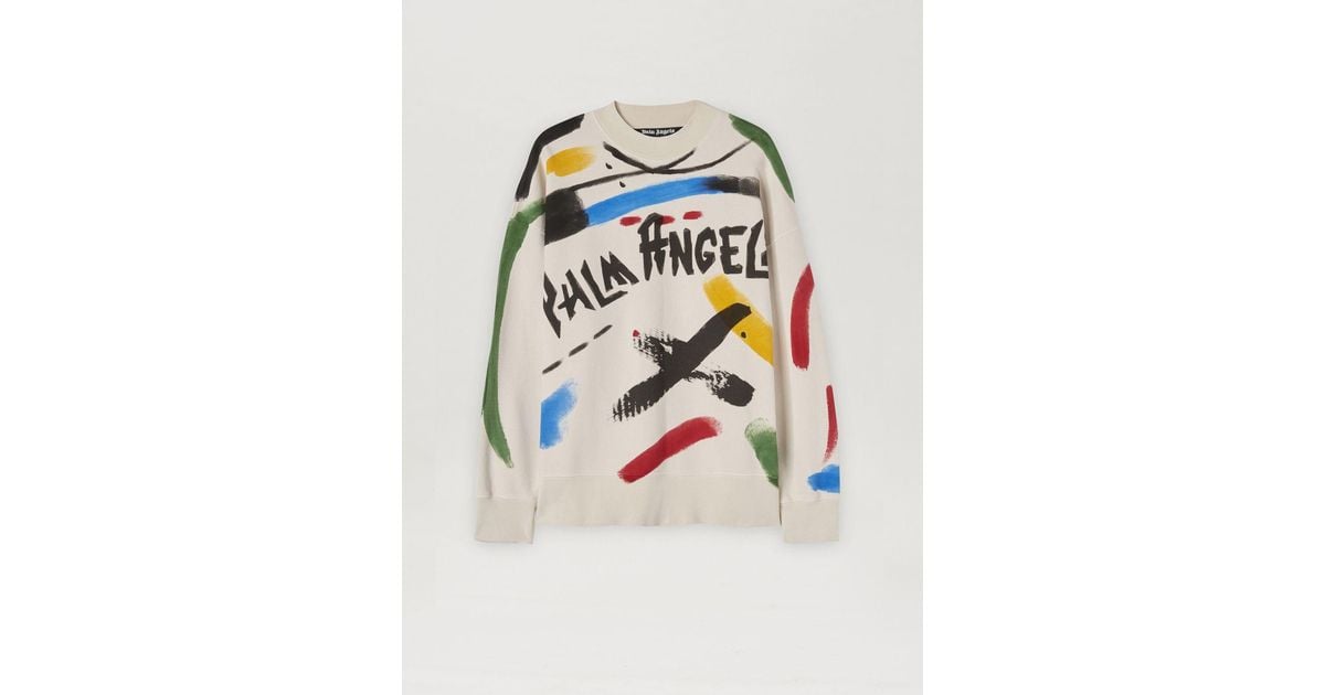 Palm Angels Brush Strokes Sweatshirt Off White/Black