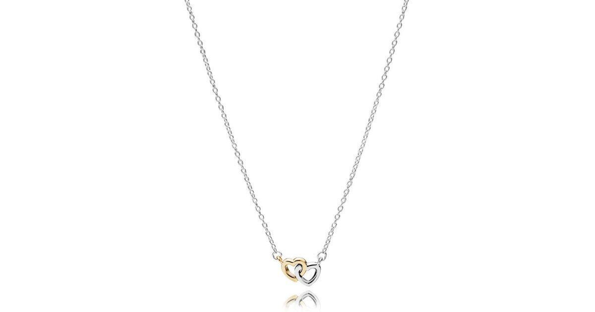 PANDORA Entwined Hearts Necklace in Metallic | Lyst UK