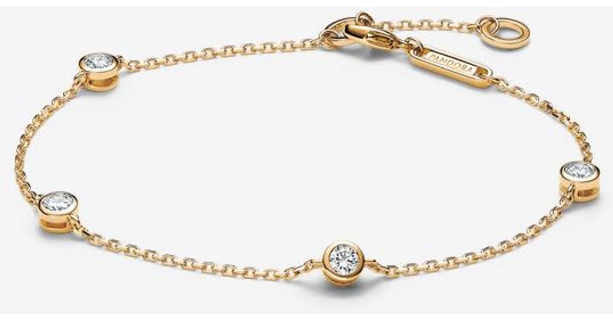 PANDORA Era Bezel 14K Lab-Grown Diamond Station Chain Bracelet in