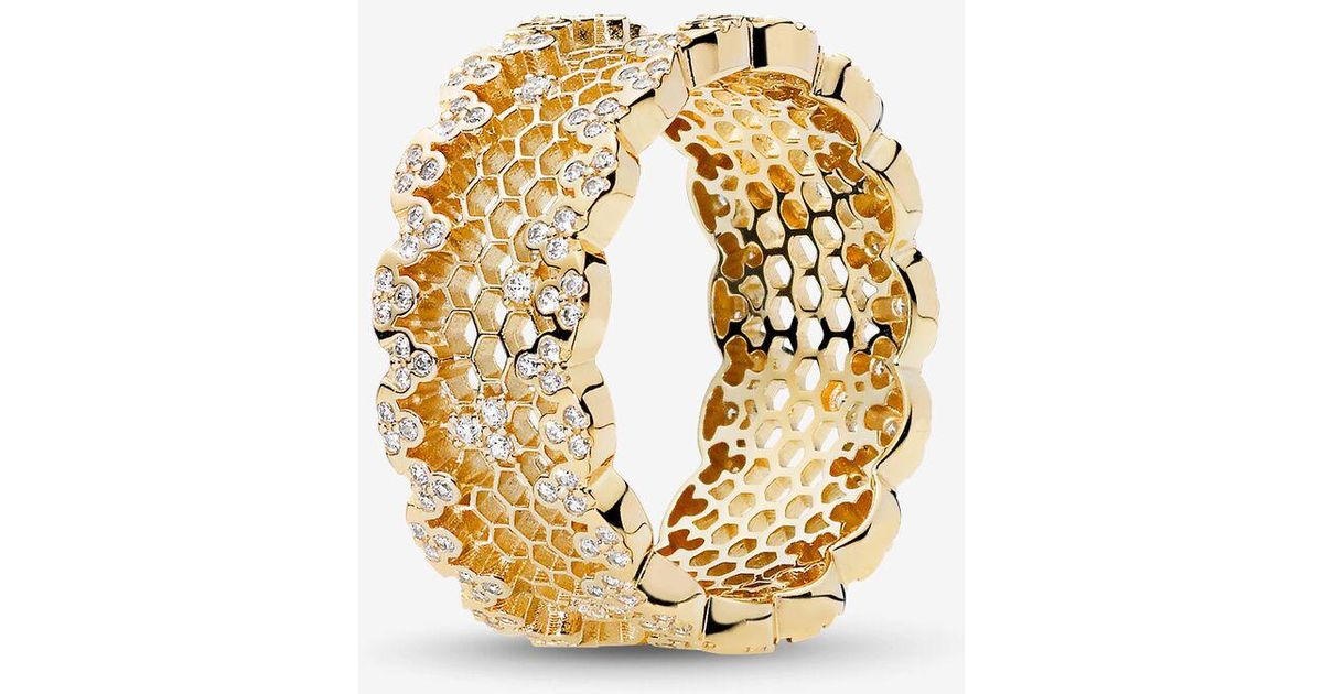 PANDORA Honeycomb Lace Ring in Silver/Gold (Metallic) - Save 30% - Lyst