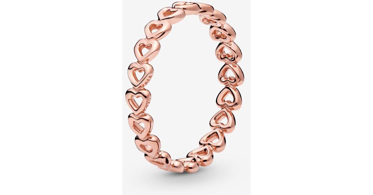 PANDORA Band Of Hearts Ring in Metallic Lyst
