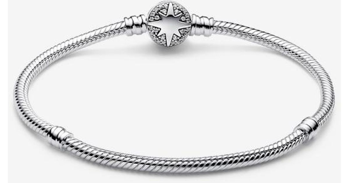PANDORA North Star Clasp Snake Chain Bracelet in Metallic