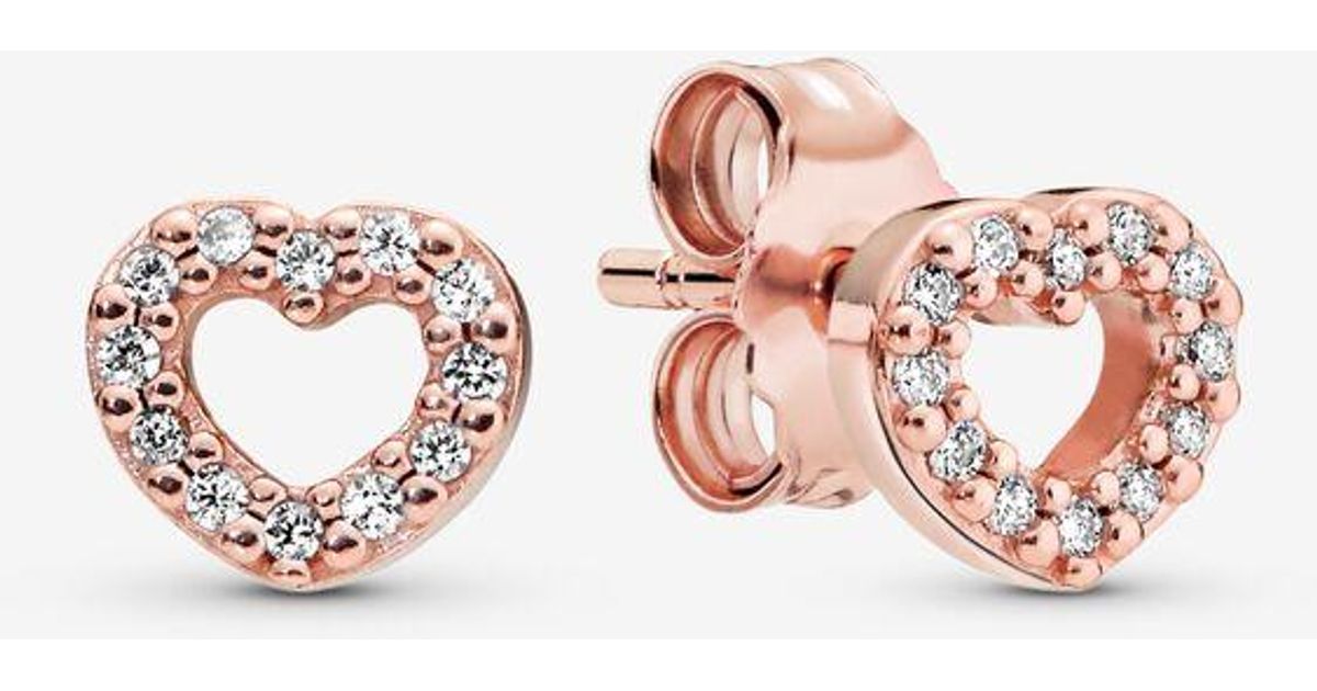 PANDORA Open Heart Stud Earrings in Pink Lyst