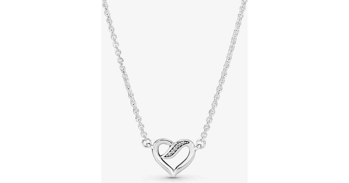 Princess Kylie Clear Cubic Zirconia Open Heart Design Pendant Sterling Silver