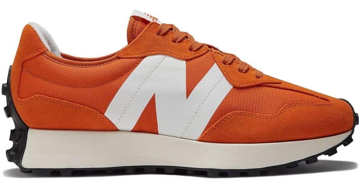 New Balance Leather 327 Trainers in Orange for Men Lyst UK