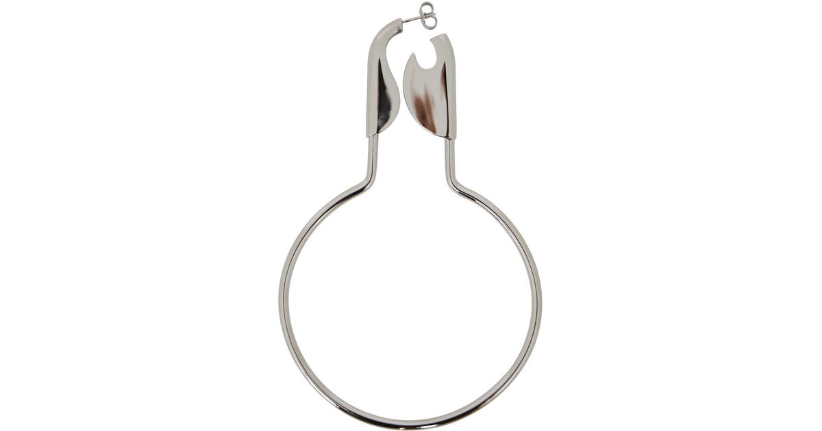 Balenciaga Safety Pin Hoop Earring Silver in Metallic - Lyst