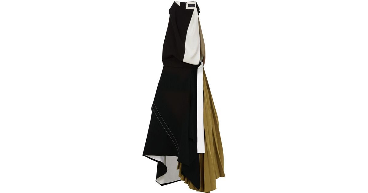 Proenza Schouler Synthetic Colourblock Dress S/less Black/olive - Lyst