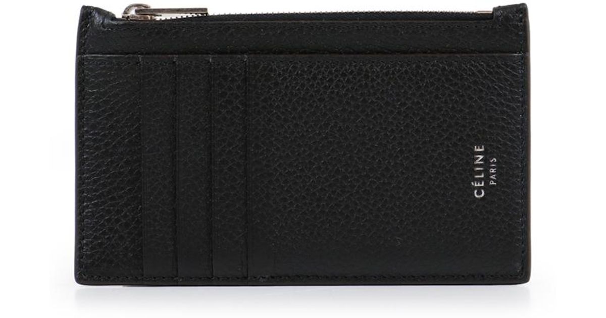 Céline Leather Compact Card Holder Black Lyst
