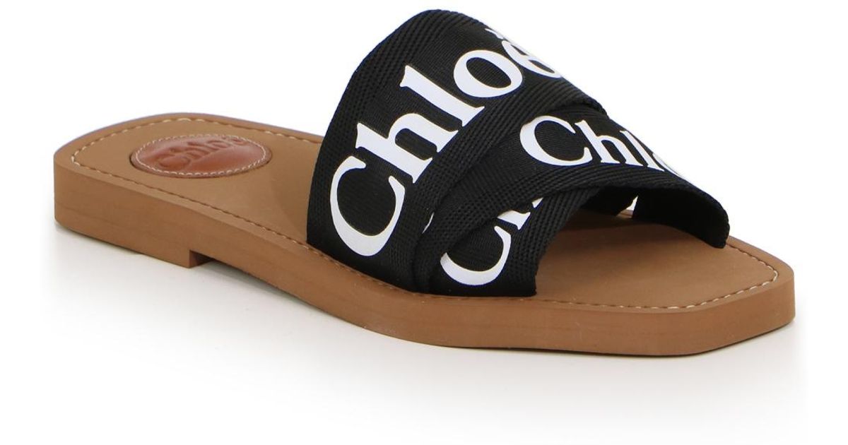 ChloÃ© Cotton Sandals Woody in Black - Save 45% - Lyst
