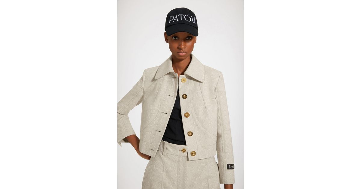 Patou Short Tailored Jacket In Organic Cotton Jacquard Medallion in ...
