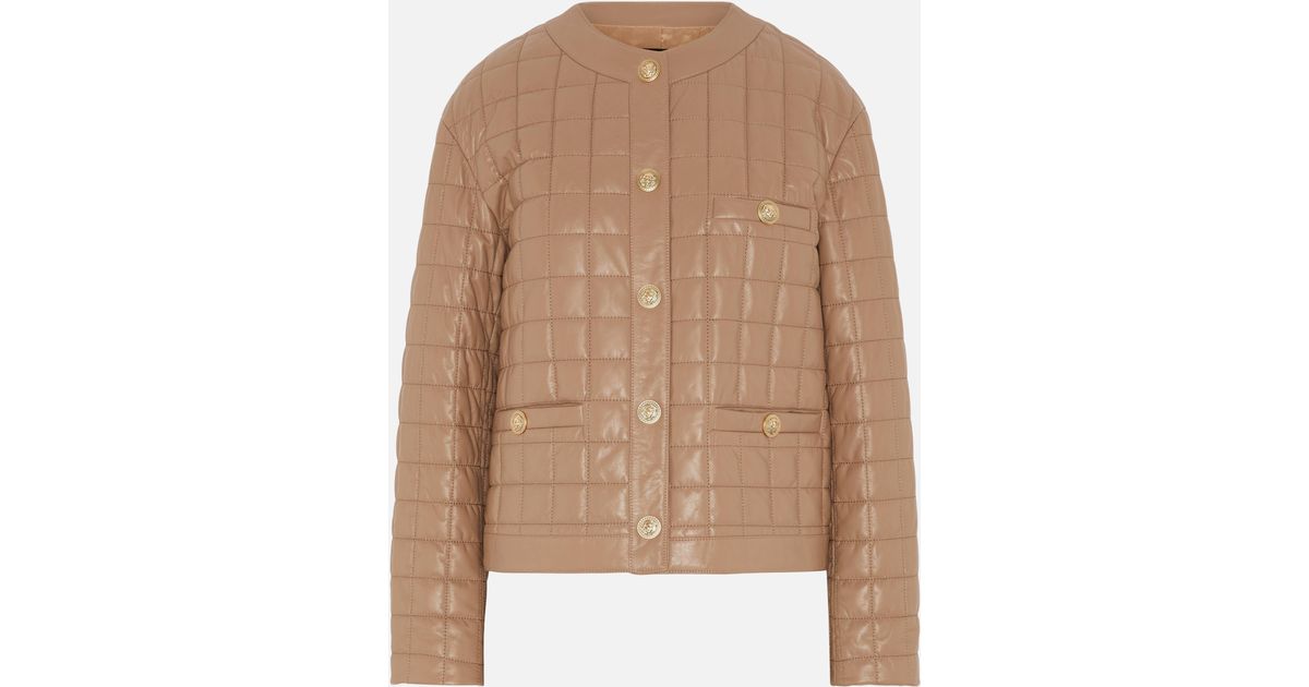 Lou Andrea Quilted Leather Jacket in Beige (Natural) | Lyst UK