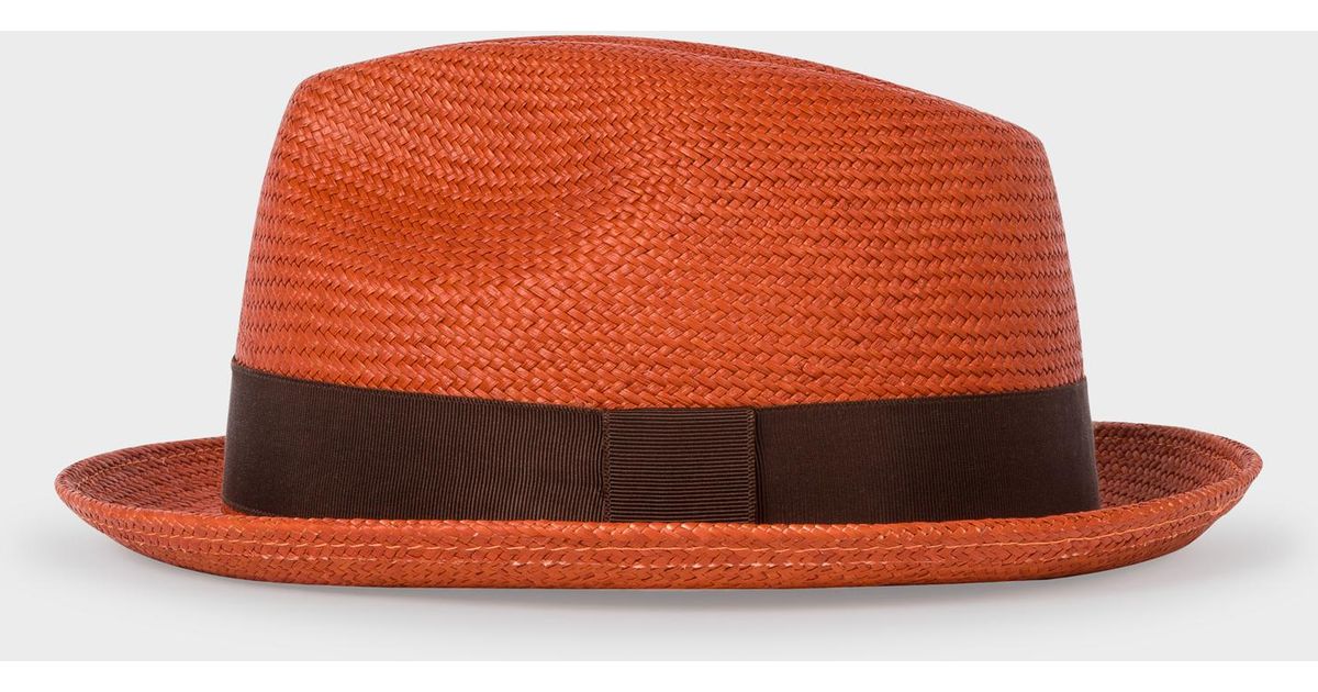 Paul Smith Burnt Orange Panama Straw Hat for Men Lyst