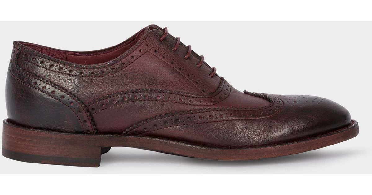Paul Smith Burgundy Leather 'munro' Flexible Travel Brogues - Lyst