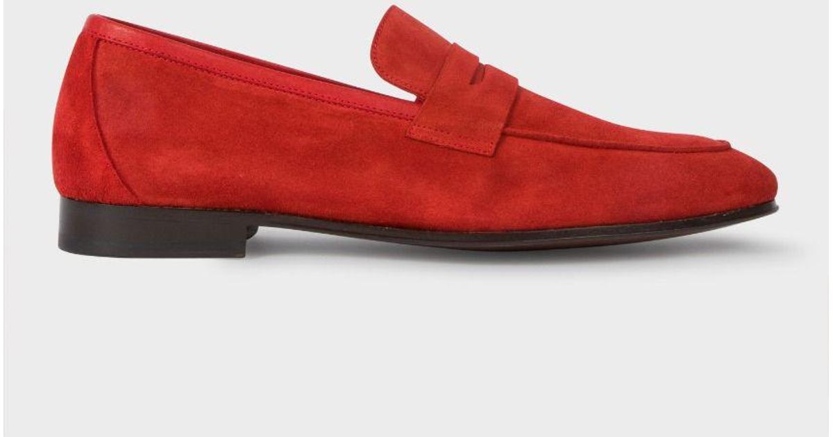 suede red loafers