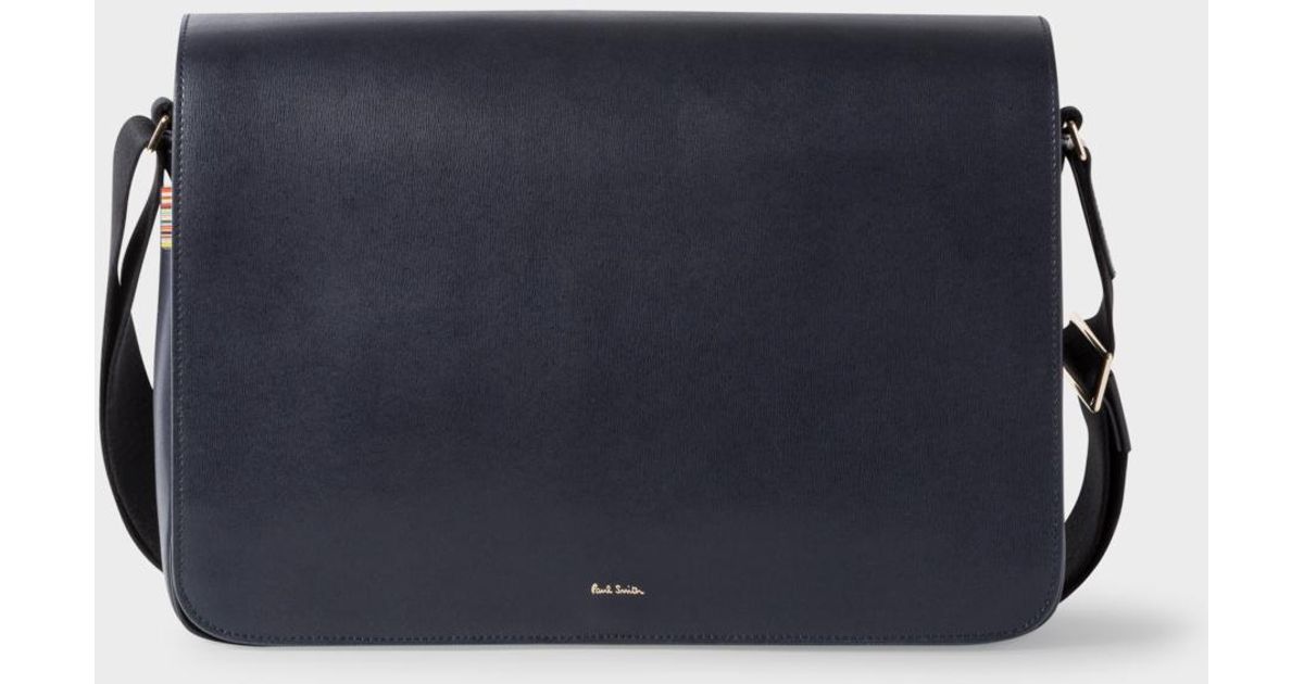 Paul Smith Men's Navy Leather 'new City' Messenger Bag in Blue for Men