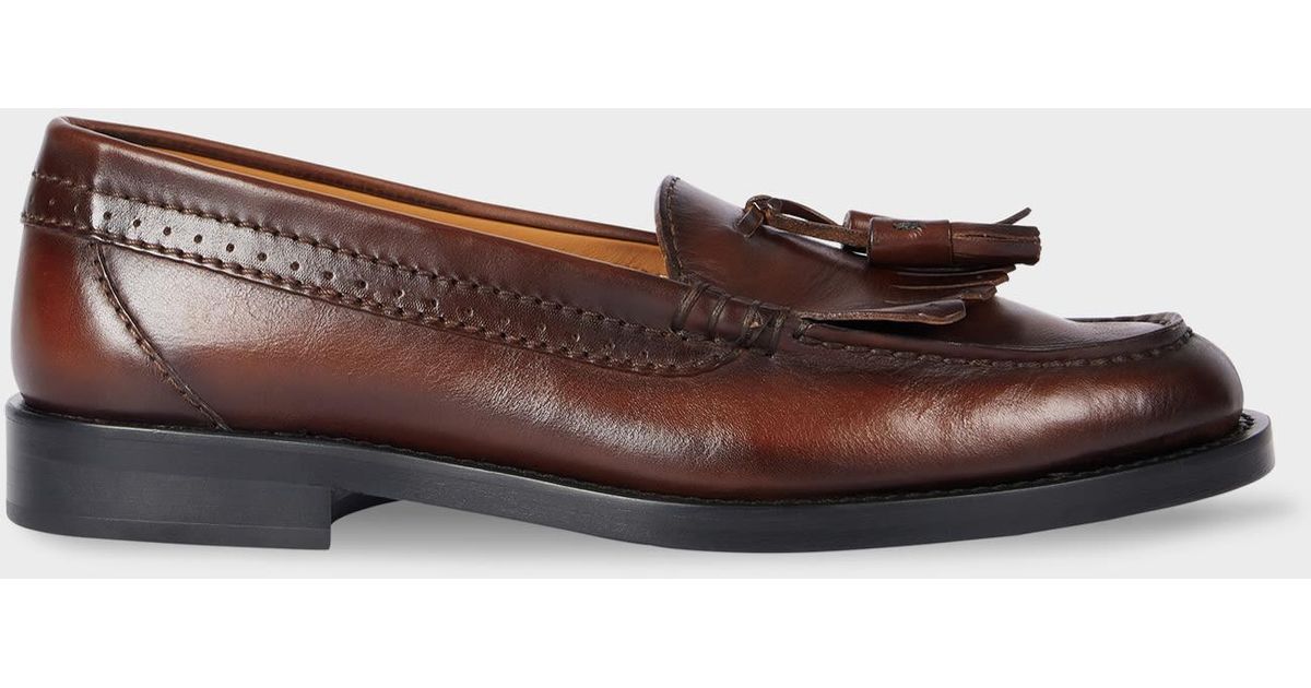 Paul Smith Chocolate Brown Leather Tassel Semi Rounded Toe Loafers PAUL SMITH Size 7 Brown Leather Cap Toe Oxford Lace-Up Shoes  main image 3