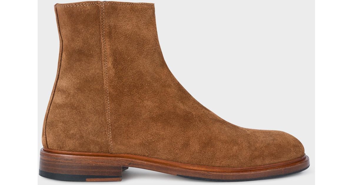 Paul Smith Tan Suede �billy� Zip Boots in Brown for Men Lyst